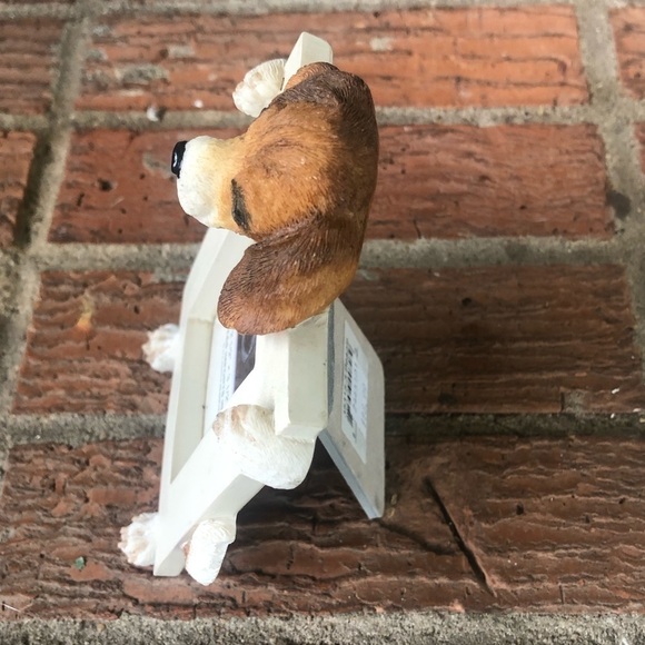 E&S Imports Off White Beagle Picture Desk Frame Holds 2.5” x 3.5” Photo - Picture 2 of 5